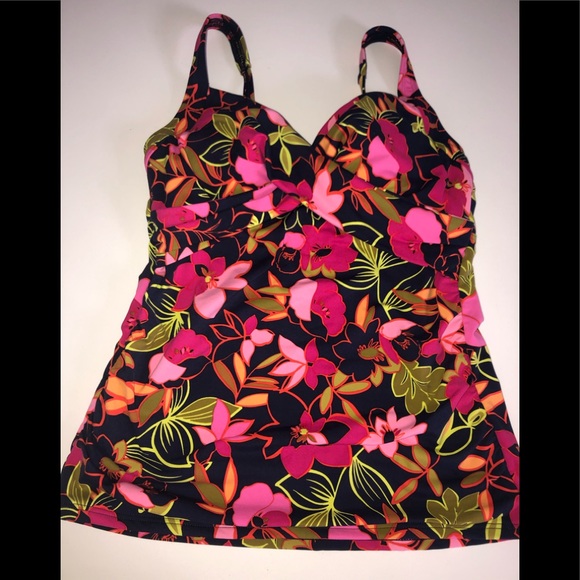 Lands' End Swim Lands End Floral Tankini Top Swim Bathing Suit New